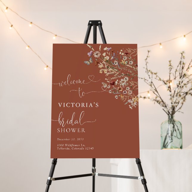 Terracotta Tiny Wildflower Bridal Shower Foam Board (In Situ (Stand))