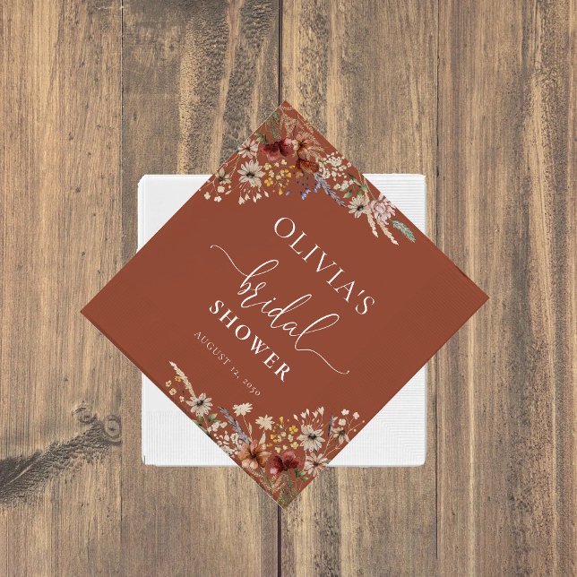 Terracotta Tiny Wildflower Bridal Shower  Napkins (Creator Uploaded)