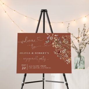 Terracotta Tiny Wildflower Engagement Party Foam Board