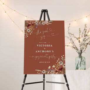 Terracotta Tiny Wildflower Engagement Party Foam Board