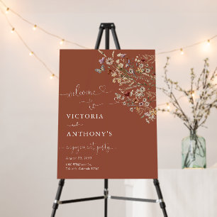 Terracotta Tiny Wildflower Engagement Party Foam Board