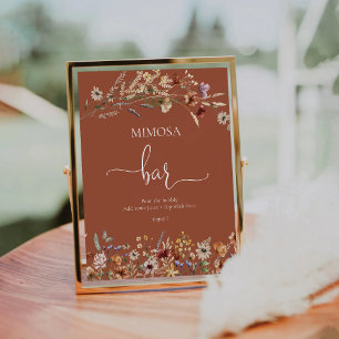 Terracotta Tiny Wildflower Gold Mimosa Bar Sign