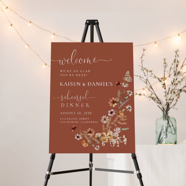 Terracotta Tiny Wildflower Rehearsal Dinner  Foam Board (In Situ (Stand))