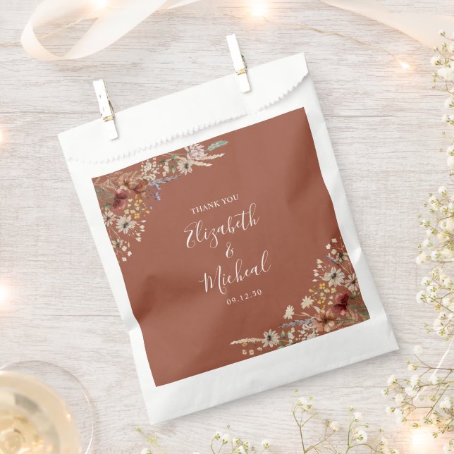 Terracotta Tiny Wildflower Wedding Favor Bags (Clipped)