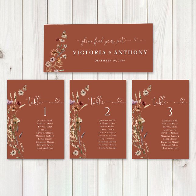 Terracotta Tiny Wildflower Wedding Head Table Sign (Creator Uploaded)