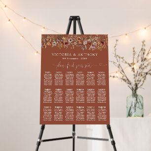 Terracotta Tiny Wildflower Wedding Seating Chart Foam Board