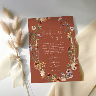 Terracotta Tiny Wildflower Wedding Thank You Cards