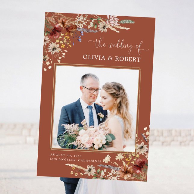 Terracotta Tiny Wildflowers Wedding Photo Prop Foam Board (Creator Uploaded)