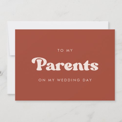 Terracotta To my parents on my wedding day card