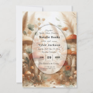 Terracotta Toadstool Woodland Magic Wedding Invitation