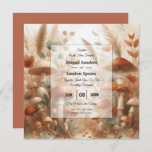Terracotta Toadstool Woodland Magic Wedding Invitation