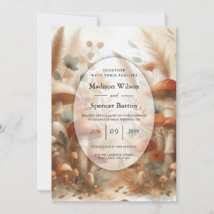 Terracotta Toadstool Woodland Magic Wedding Invitation