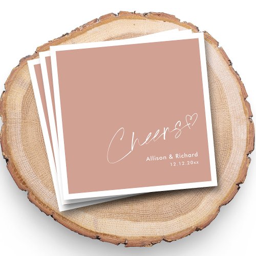 Terracotta Trend Elegant Handwritten Cheers Napkins