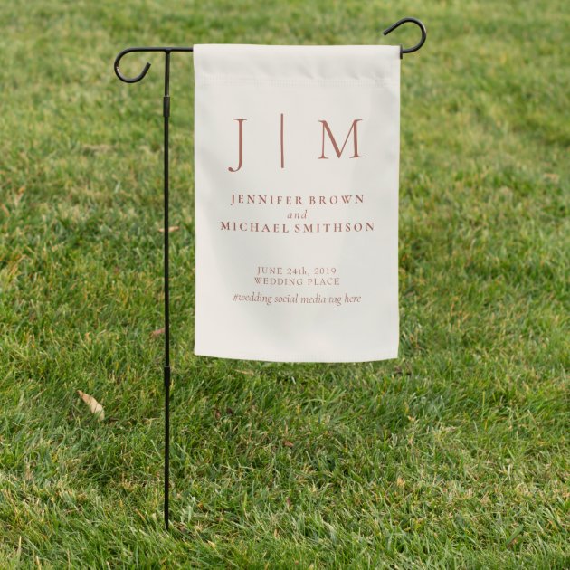 Terracotta Trendy Modern Classic Simple Wedding Garden Flag