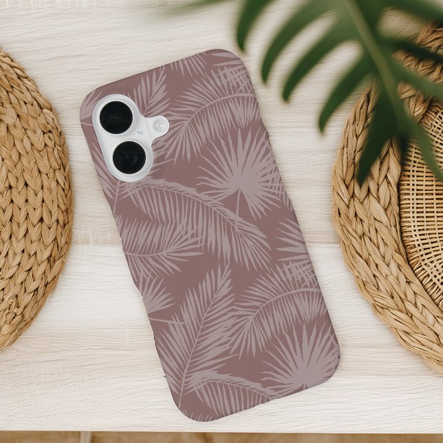 Terracotta Tropical Botanical Palm Leaves Pattern iPhone Case (Creator Uploaded)