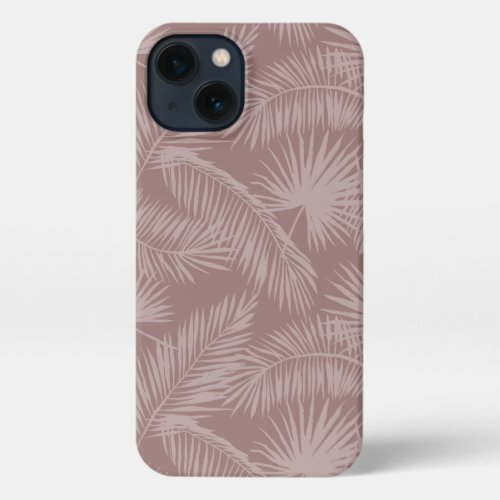 Terracotta Tropical Botanical Palm Leaves Pattern iPhone 13 Case