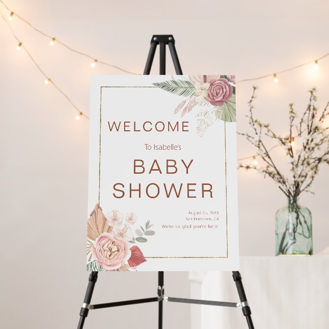Terracotta Tropical Dried Watercolor  Welcome Sign (In Situ (Stand))