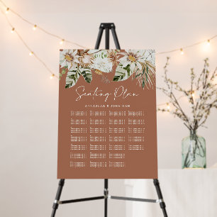 Terracotta tropical elegant wedding seating chart foam board