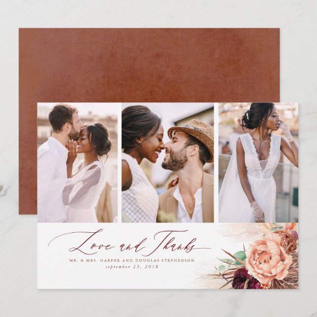 Terracotta Tropical Wedding Thank You Card (Front/Back)