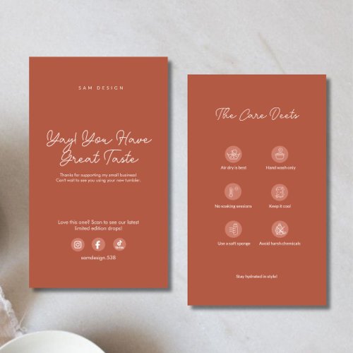 Terracotta Tumbler Care Card Social Media Thank