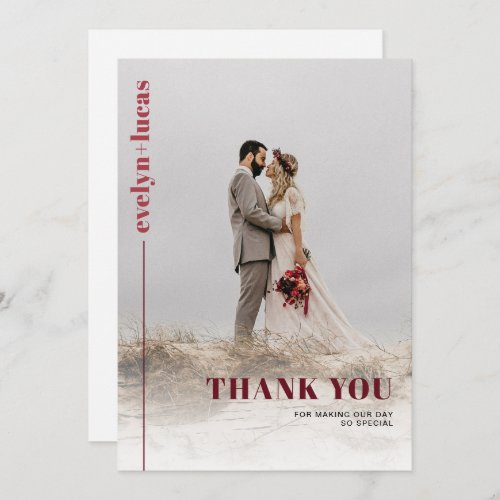 Terracotta typography Japandi photo wedding Thank You Card