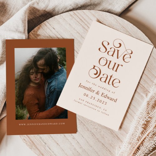 Terracotta Typography Wedding  Save The Date