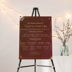Terracotta Velvet Wedding Program Double-Sided Foam Board