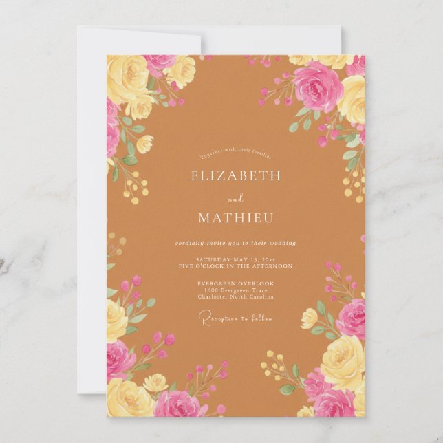Terracotta Vibrant Autumnal Wedding Invitation (Front)