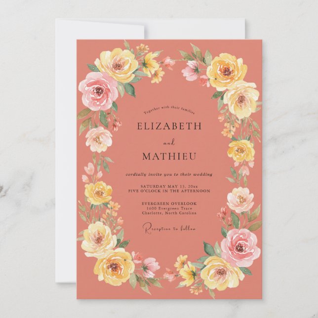 Terracotta Vibrant Summer Wedding Invitation (Front)