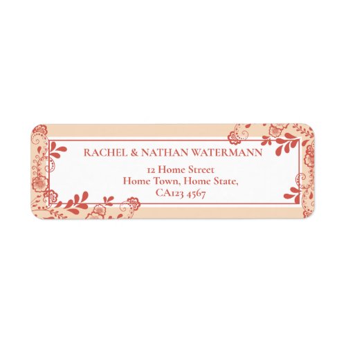 Terracotta Victorian Floral Lace Address Label