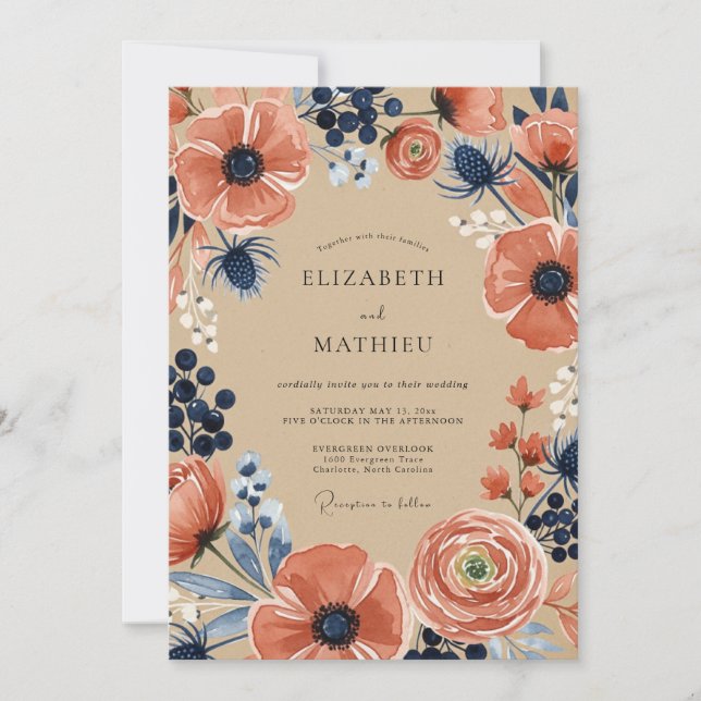 Terracotta Vintage Autumnal Wedding Invitation (Front)