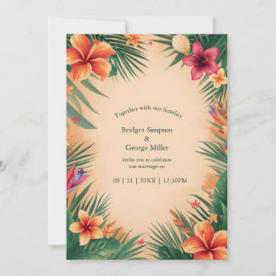 Terracotta Vintage Hawaii Tropical tropic Wedding Invitation