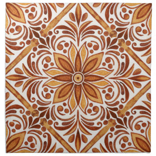 Terracotta vintage Mexican Talavera Cloth Napkin