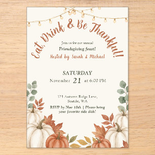 Terracotta Warm Autumn Harvest Friendsgiving Petite Acrylic Invitation