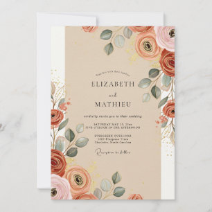 Terracotta Warm Bohemian Wedding Invitation