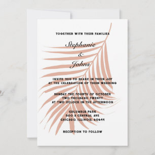 Terracotta Warm Earth Tropical Palm Leaf Wedding Invitation