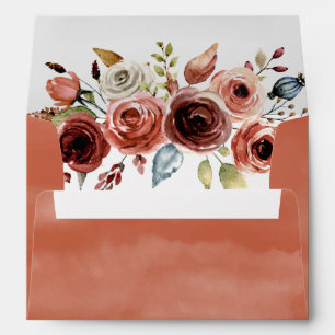 Terracotta Watercolor   Autumn Floral  Envelope