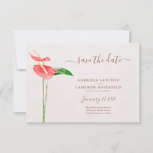 Terracotta Watercolor Botanical Save The Date (Front)