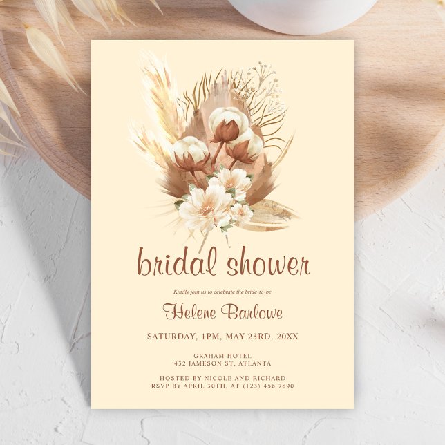 Terracotta Watercolor Floral Boho Bridal Shower Invitation (Terracotta Watercolor Floral Boho Bridal Shower Invitation)