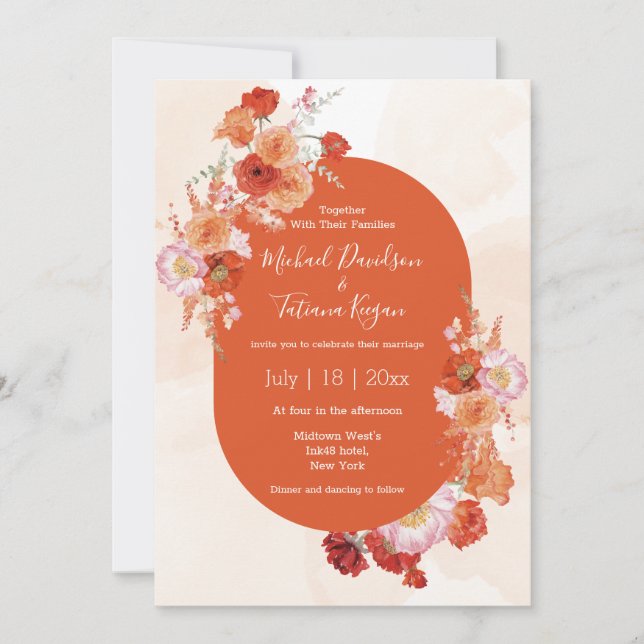 Terracotta Watercolor Floral Boho Earthy wedding Invitation (Front)