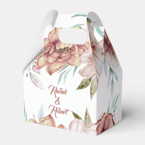 Terracotta watercolor flowers floral fall wedding favor boxes