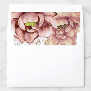 Terracotta watercolor flowers floral wedding envelope liner