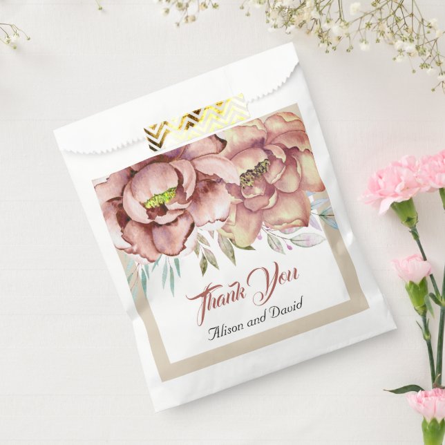 Terracotta watercolor flowers Thank You wedding Favor Bag (Sealed)
