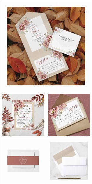 Terracotta watercolor flowers wedding collection