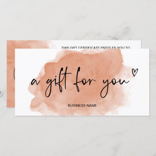 Terracotta watercolor heart logo gift certificate