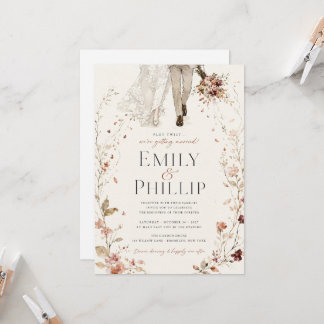 Terracotta Watercolor Plot Twist Wedding Invite