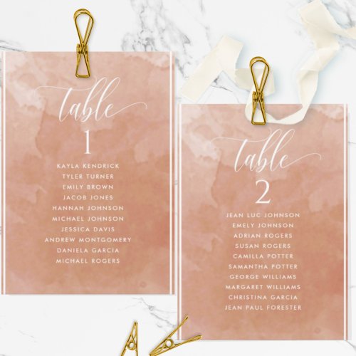Terracotta Watercolor Seating Plan Card Guest Name