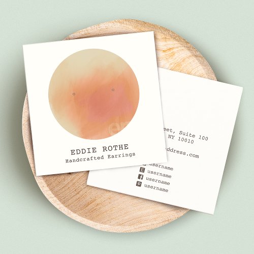 Terracotta Watercolor Stud Earring Display Square Business Card