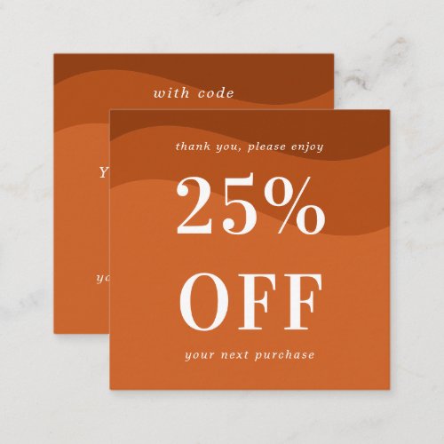 Terracotta Waves Bold Typography Small Business Discount Card