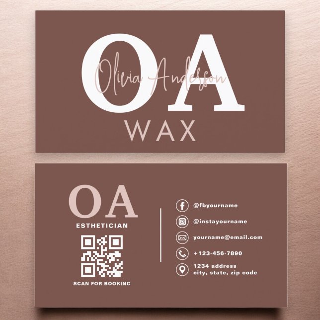Terracotta Wax Specialist Esthetician QR Code  Business Card (Creator Uploaded)